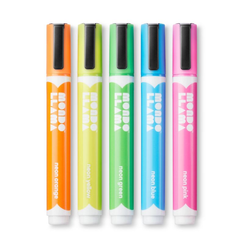 5ct Erasable Chalk Paint Markers Bullet Tip Neon - Mondo Llama™