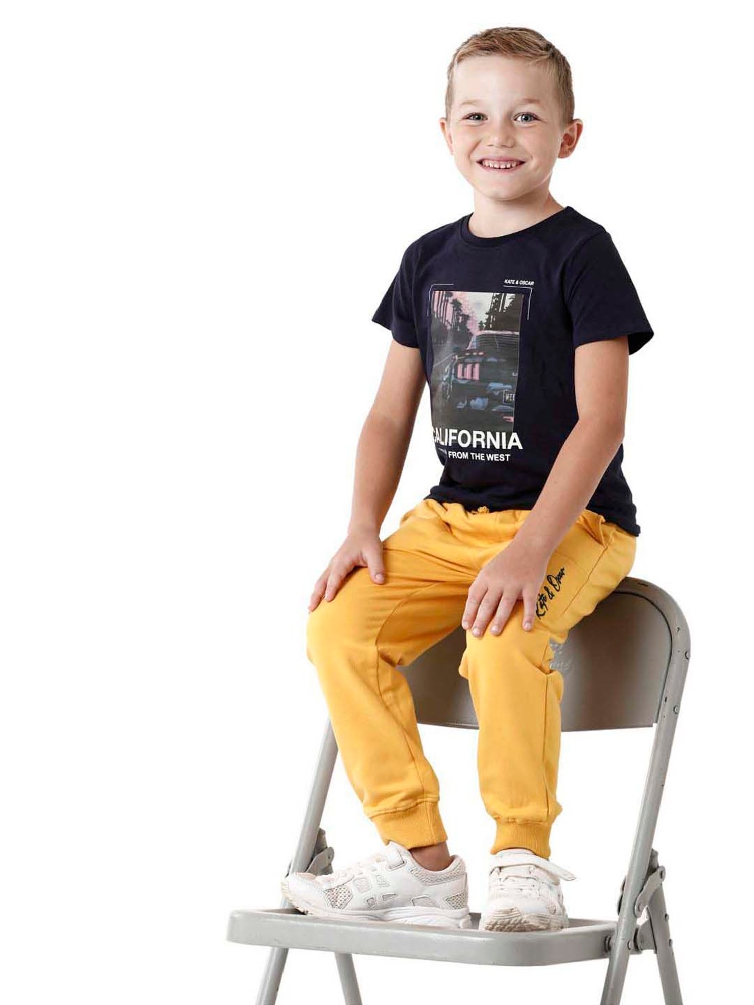 Kate & Oscar Kids Blue Cotton Printed T-Shirt