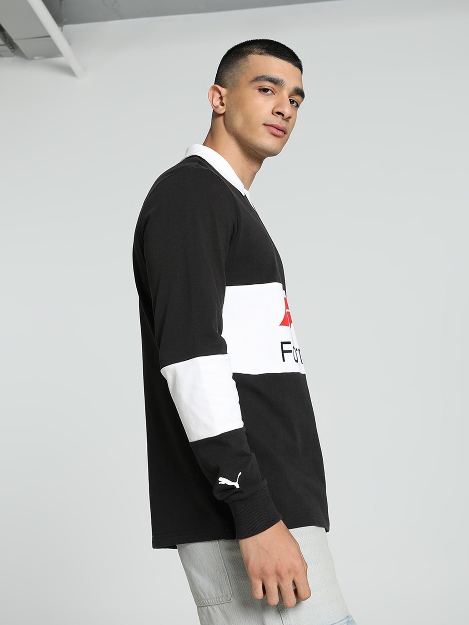 Puma Black Cotton Regular Fit Polo T-Shirt