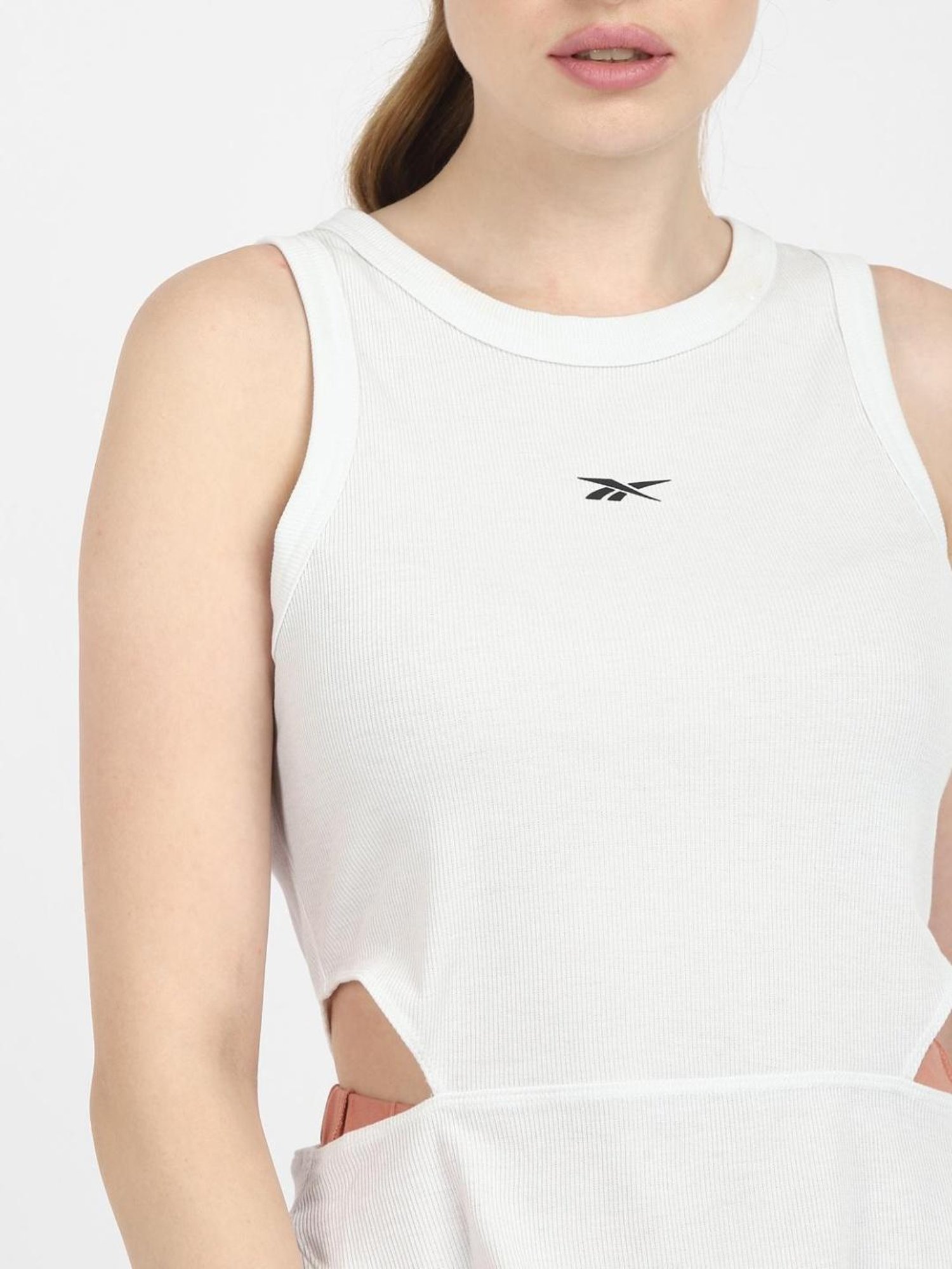 Reebok White Fitted Tank Top