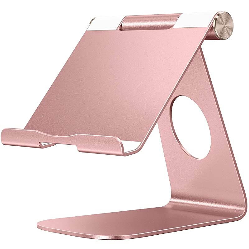 Tablet Stand Holder Adjustable  T1 iPad Stand Desktop Aluminum Tablet Dock Cradle Compatible with iPad Air 4Mini New iPad 10297 iPad Pro 11129 Samsung Nintendo and More Rose Gold