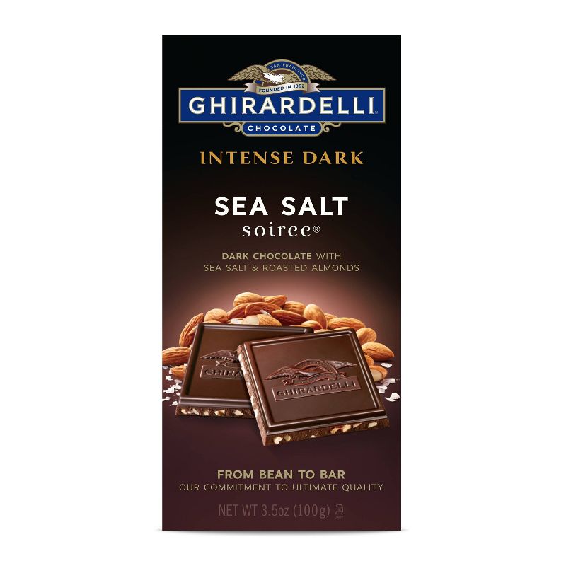 Ghirardelli Intense Dark Chocolate w/ Sea Salt and Roasted Almond Bar - 3.5oz