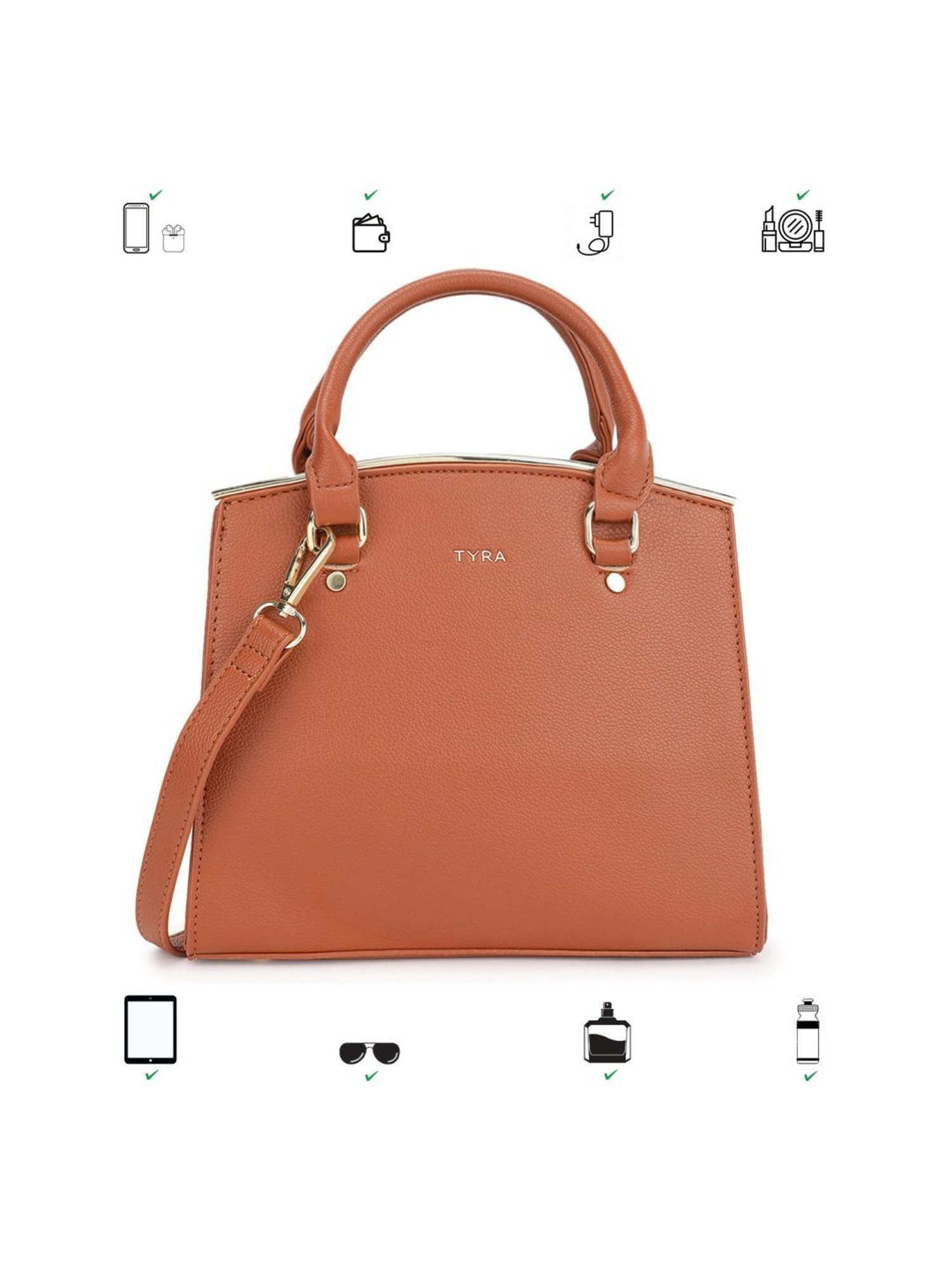 Tyra Calla Tan Solid Faux Leather Handbag