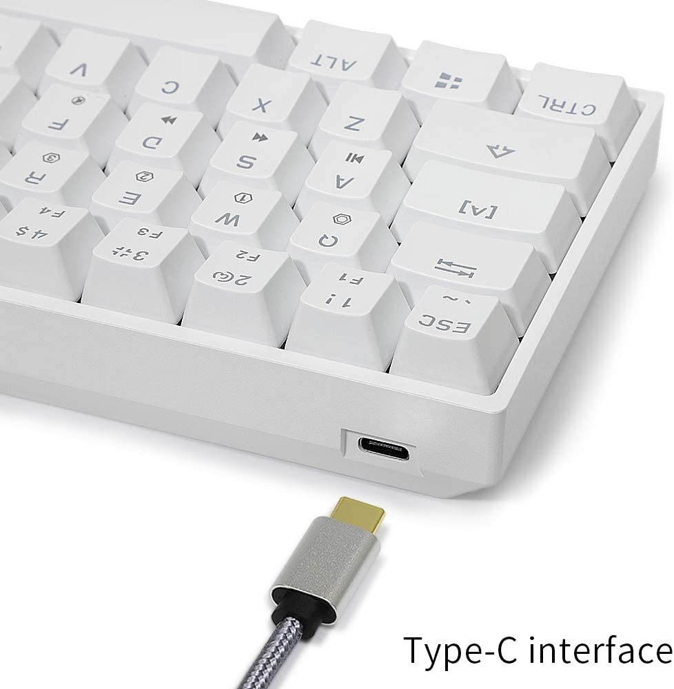 EPOMAKER SKYLOONG SK64 GK64 64 Keys Hot Swappable Mechanical Keyboard with RGB Backlit, ABS Keycaps, Arrow Keys, Programmable for Win/Mac/Gaming (Gateron Optical Red, White)