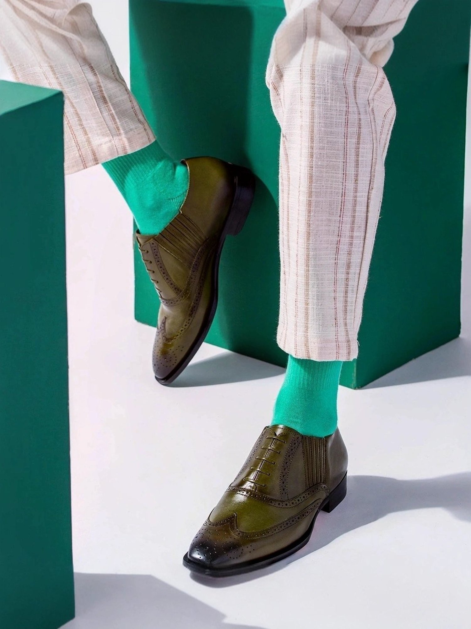 Saint G Men's Vincenzo Olive Brogue Shoes