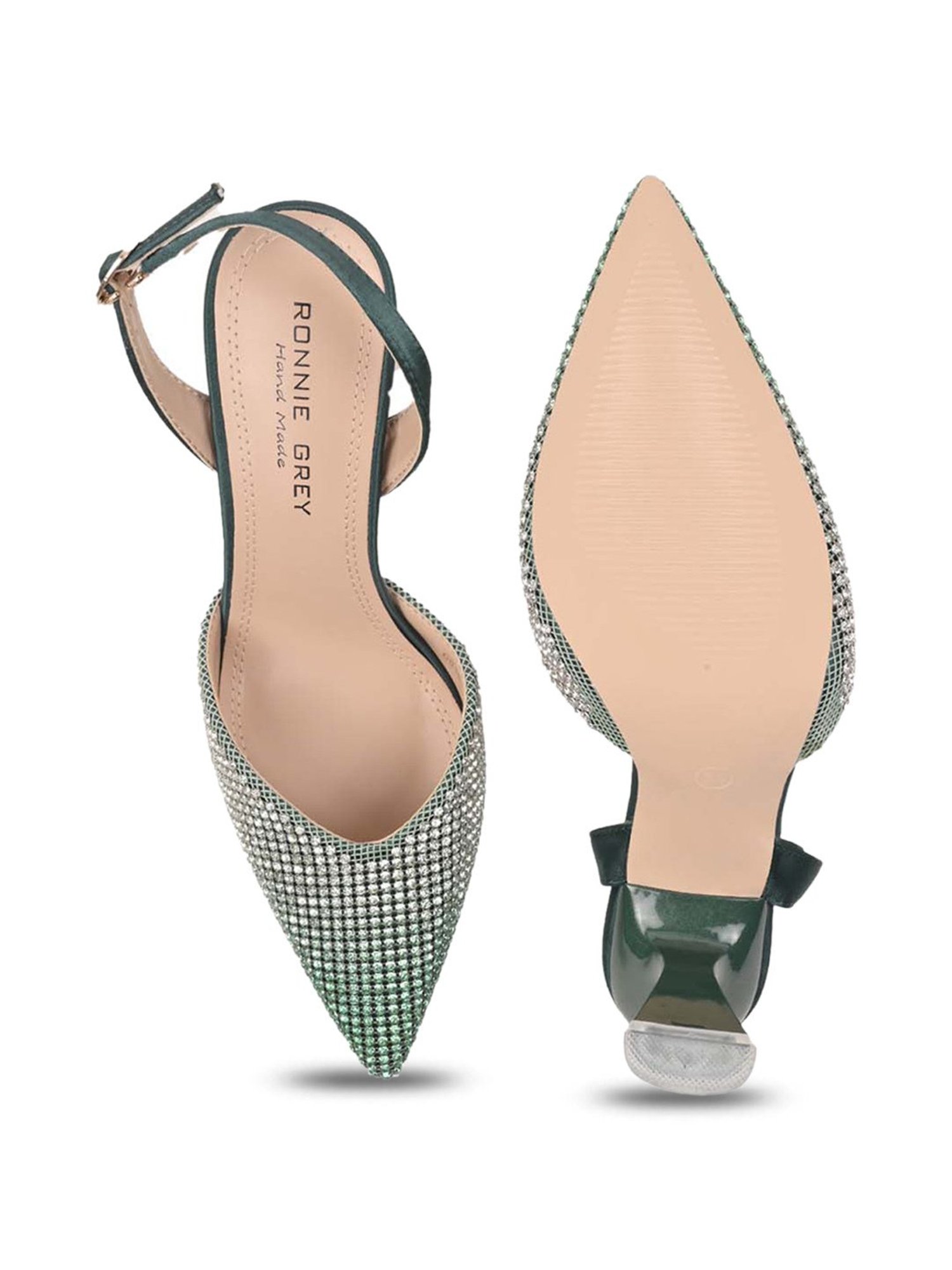 Ronnie Grey Women's Green Back Strap Sandals