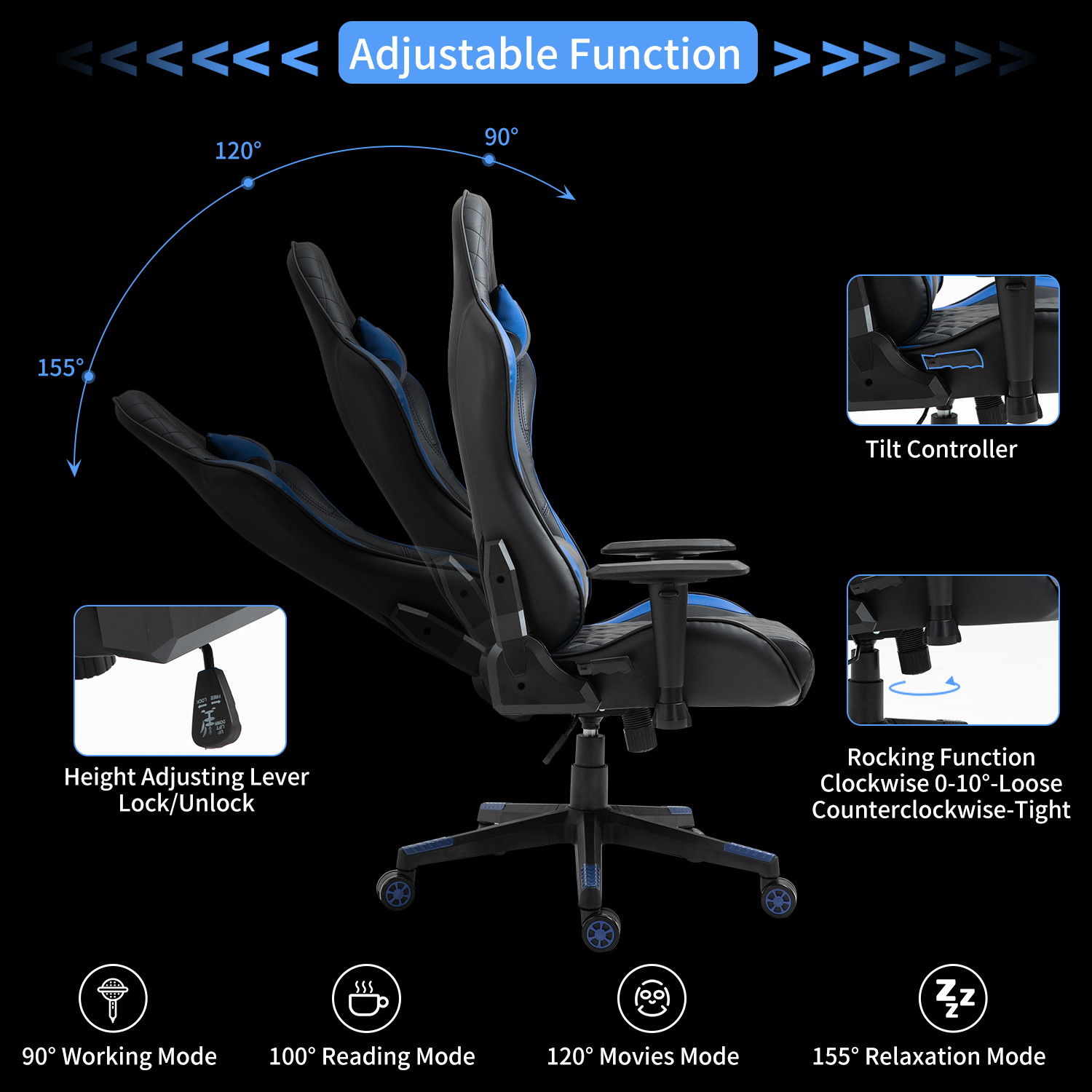 AMINITURE Gaming Chairs High Back Ergonomic Office Chair Racing Video Game Chair with Adjustable Armrests Headrest and Lumbar Pillow E-Sports Chair