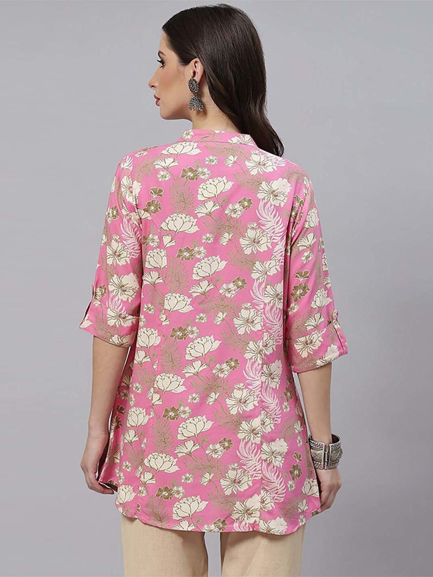 Divena Pink Floral Print Tunic