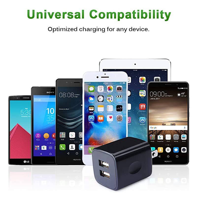 USB Wall Plug  21A Dual Port USB Power Block 5 Pack Portable Quick Charger Cubes Compatible iPhone 76 plus8x Samsung Galaxy S9S10eS9S8 PlusS6 LG G8G7V35V40 ThinQ Moto G7 plus