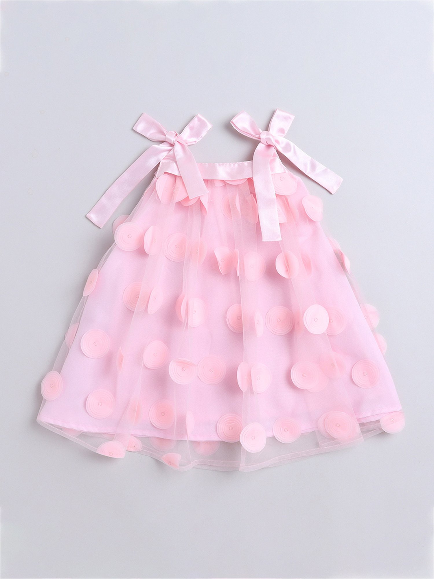 Many Frocks Kids Pink Solid Dress