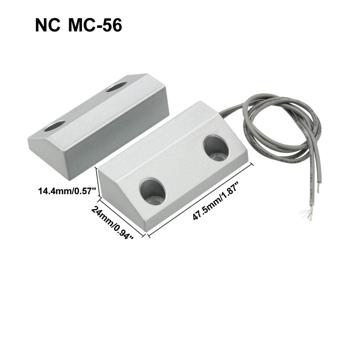 MC-56 NC Alarm Security Rolling Gate Garage Door Contact Magnetic Reed Switch Silver Gray