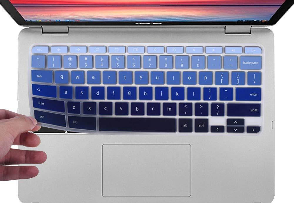 for ASUS Chromebook C302CA Keyboard Cover, Keyboard Protector Skin for ASUS Chromebook Flip C302CA 12.5" Chromebook, Ultra Thin Anti Dust Premium Silicone Material, Gradual Blue