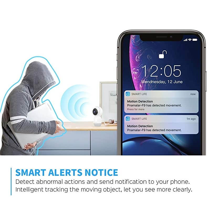 Baby Monitor, 1080P WiFi Indoor Security Camera with 2-Way Audio, Night Vision, Motion Detection for Baby/Elder/Pet, Compatible with Alexa, Compatible with iOS/Android Phone