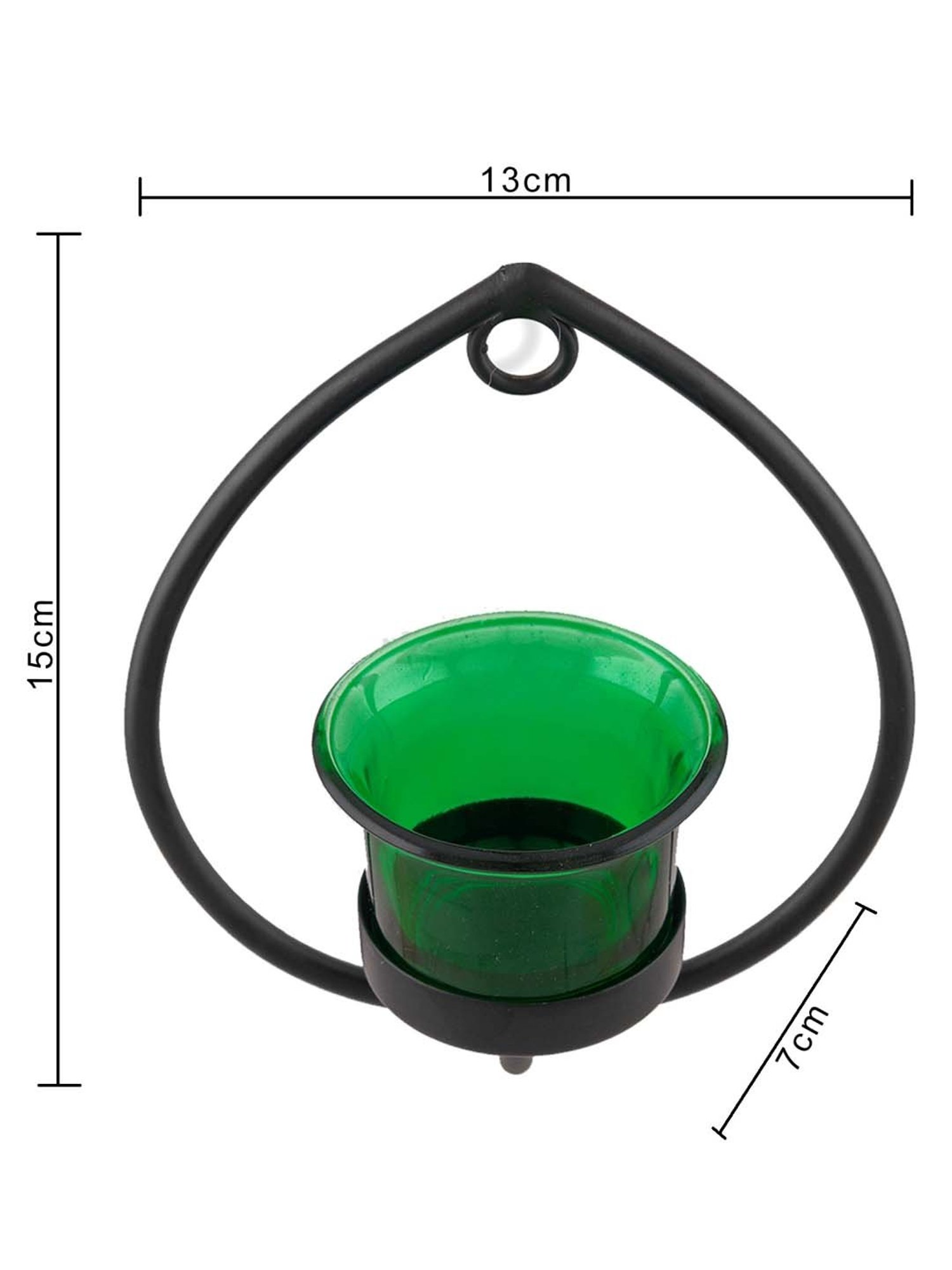 Homesake 'Diwali' Black & Green Metal Wall Candle Holder With Tea Light Candle - Set of 2
