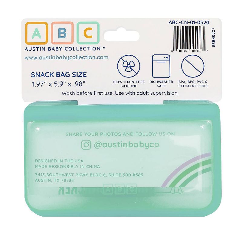 Austin Baby Collection Reusable Silicone Snack Bag - Small Mint