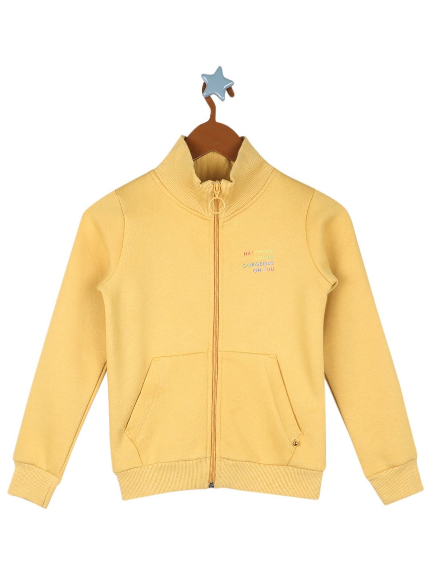 Monte Carlo Kids Mustard Solid Full Sleeves Sweatshirt