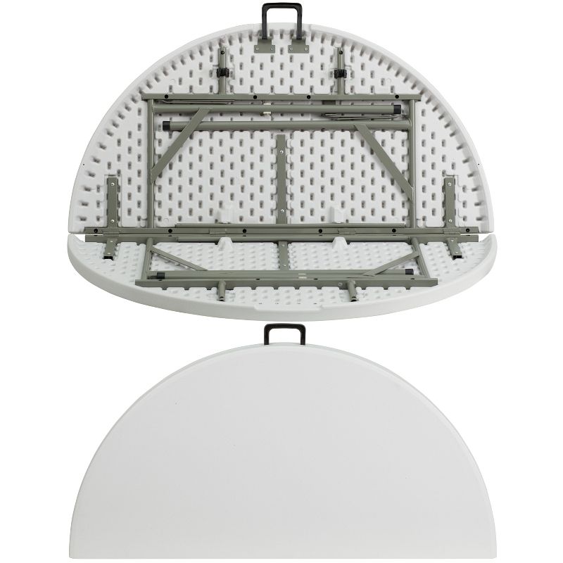 Flash Furniture 4-Foot Round Bi-Fold Granite White Plastic Banquet and Event Folding Table with Carrying Handle