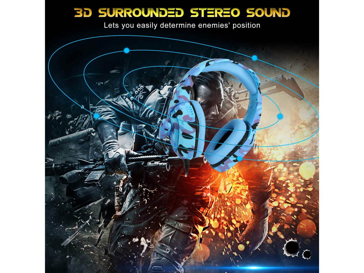 Gaming Headset K1 PC Gamer Stereo Wired Over Ear Noise Cancelling Headphones with Microphone, Volume Control for PlayStation 4 Laptop Tablet Mobile Phone