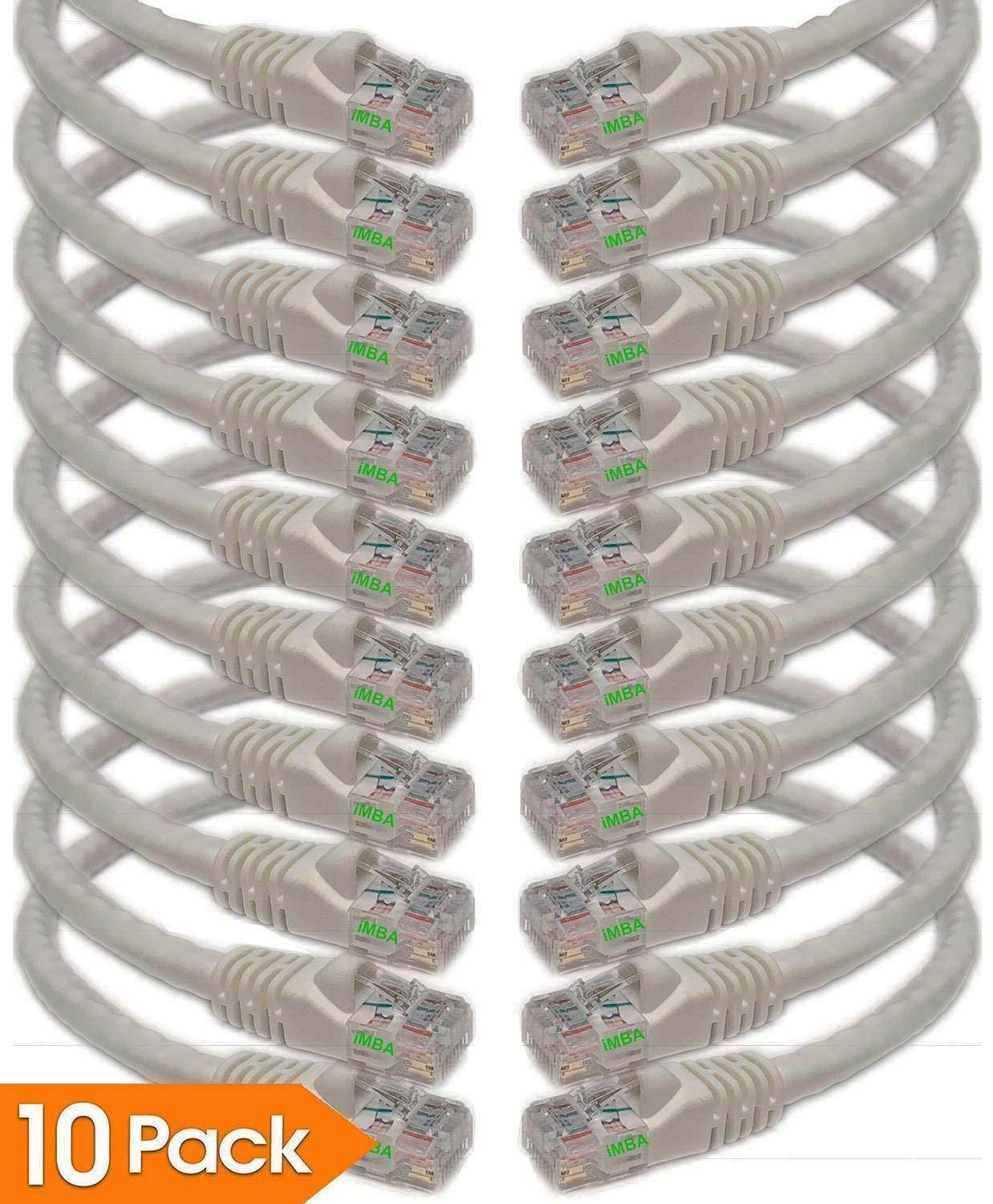 iMBAPrice 7 ' Cat5e Network Ethernet Patch Cable, 10 Pack, White (IMBA-CAT5-07WT-10PK)