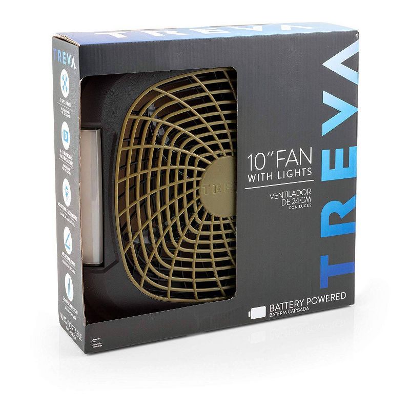 Treva 10" Portable Battery Powered Fan with Lights
