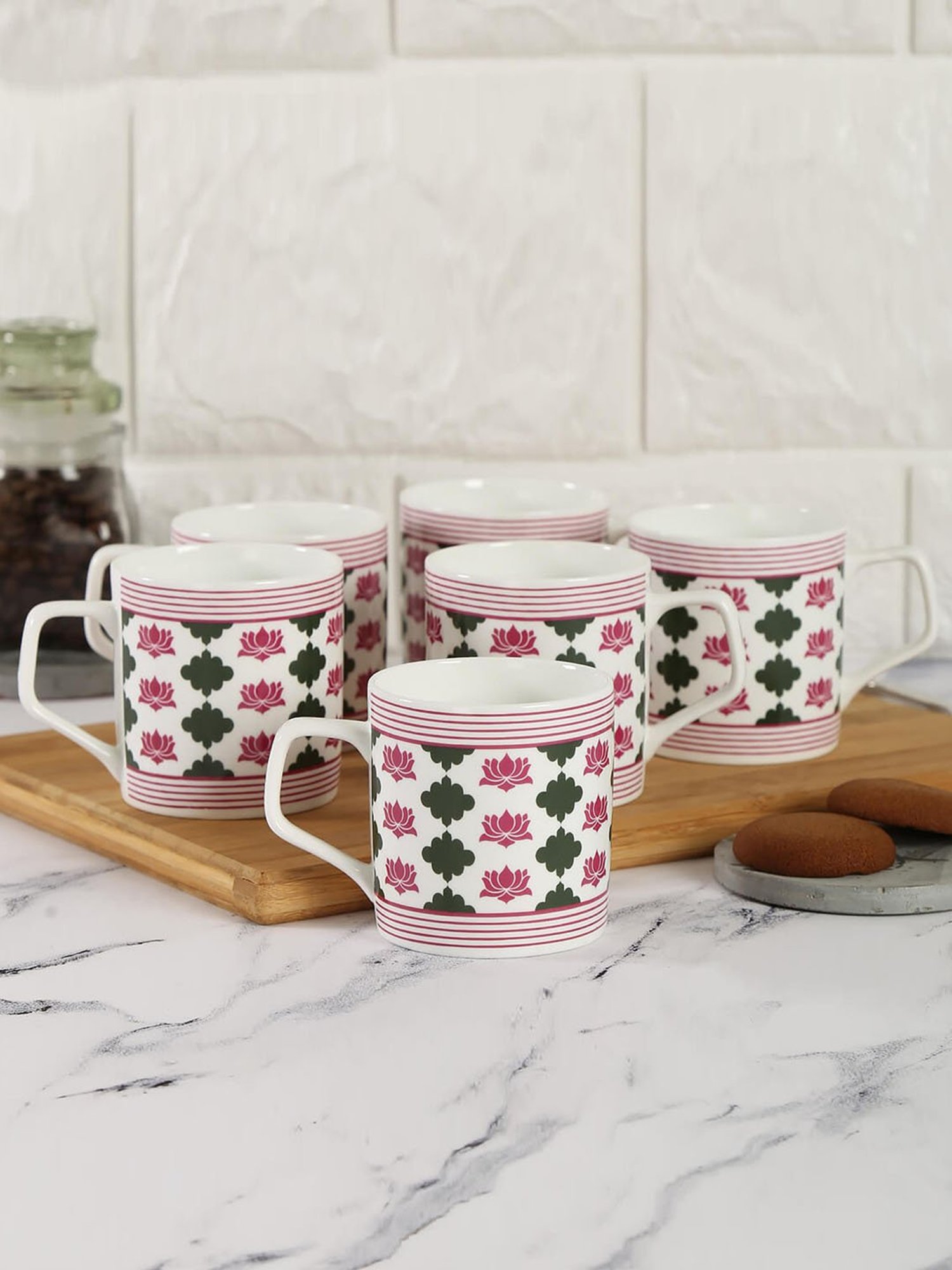 India Circus Multicolor Ceramic Coffee Mugs - Set of 6