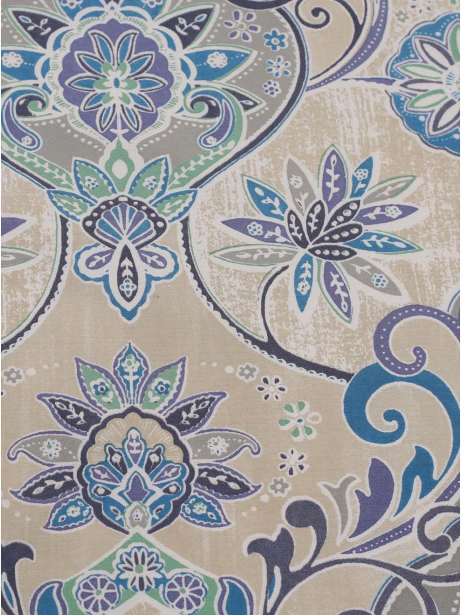 Maspar Hues Nouveau Tradition Lawn Rerun Blue Cotton 300 TC King Bedsheet & 2 Pillow Covers