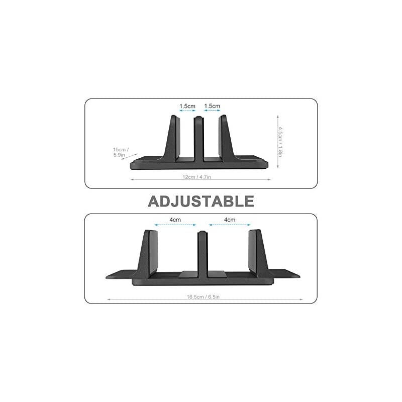 Vertical Laptop Stand Double Slot Adjustable Tablet Laptop Holder Aluminum Alloy Cooler Space-Saving Fits for Most Laptop