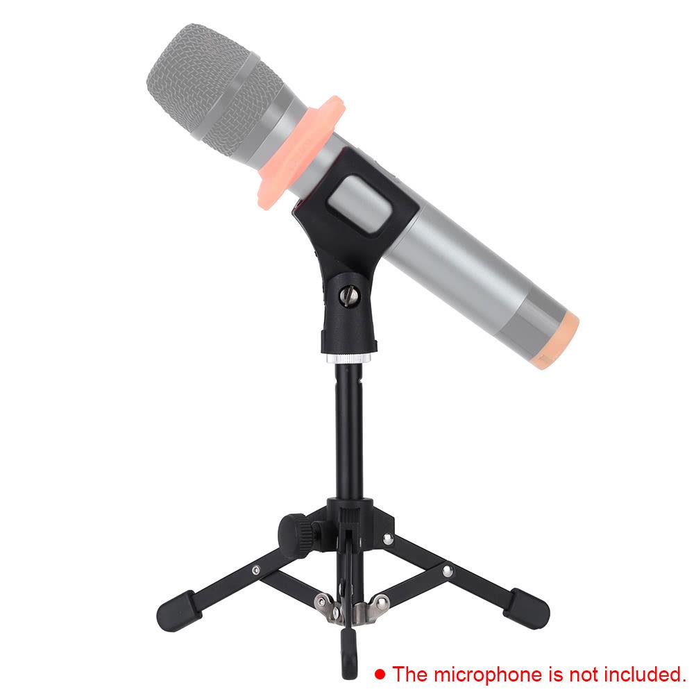 ammoon MS-12 Mini Foldable Adjustable Desktop Tripod Microphone Stand with MC3 Mic Clip Holder Bracket for Meeting Lectures Podcasts