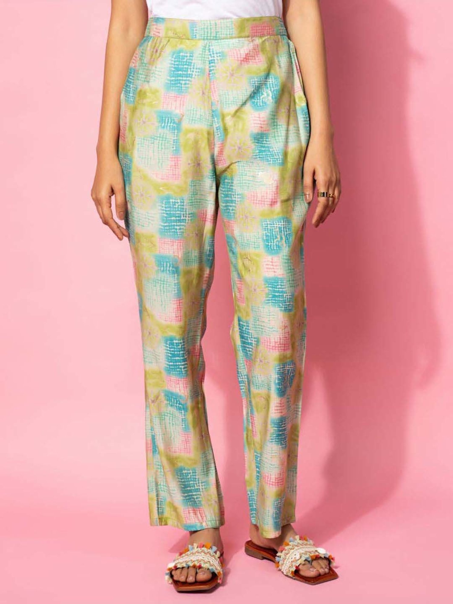 Libas Green Printed Silk Blend Co-Ords