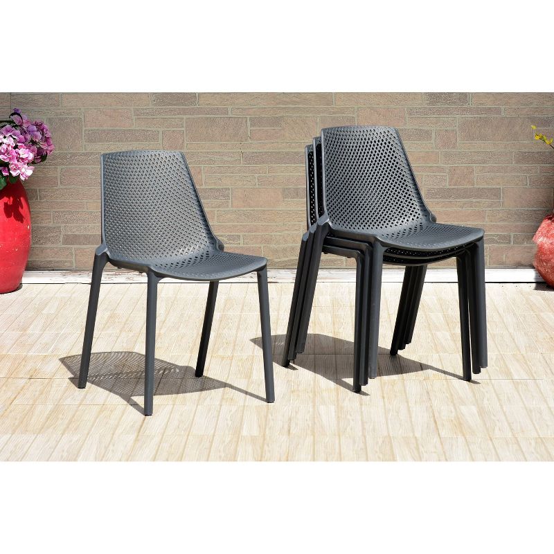 Elvis 4pk  Plastic/Resin Patio Chair Set - Gray - Amazonia