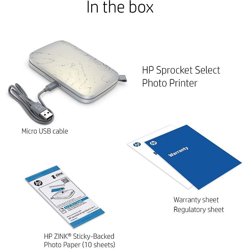 HP Sprocket Select Portable 2.3x3.4" Instant Photo Printer (Eclipse) Print Pictures on Zink Sticky-Backed Paper from your iOS & Android Device.