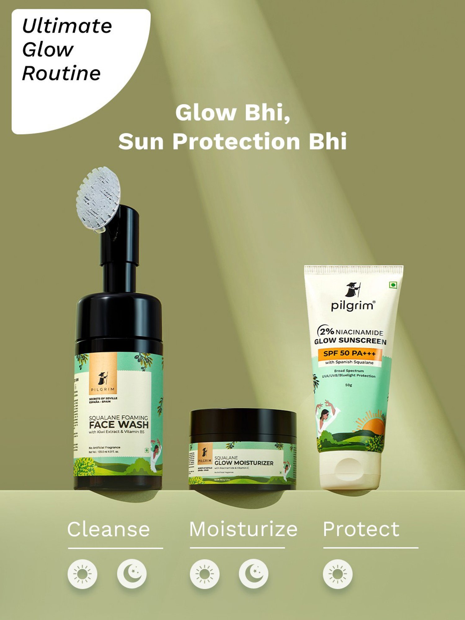 PILGRIM 2% Niacinamide Glow Sunscreen SPF 50 PA+++ - 50 gm