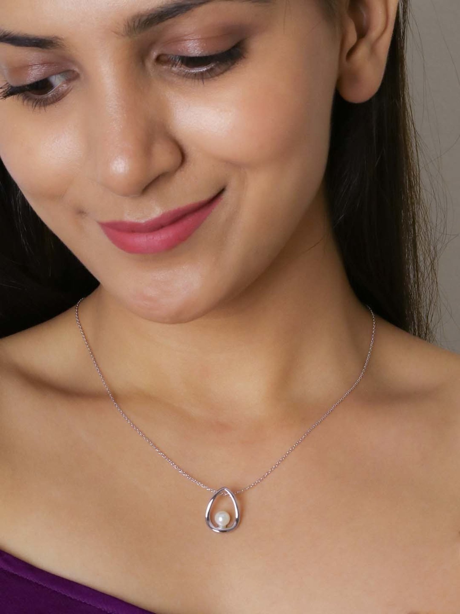 925 Silver Freshwater Pearl Drop Pendant with 18-inch Chain for Women & Girls