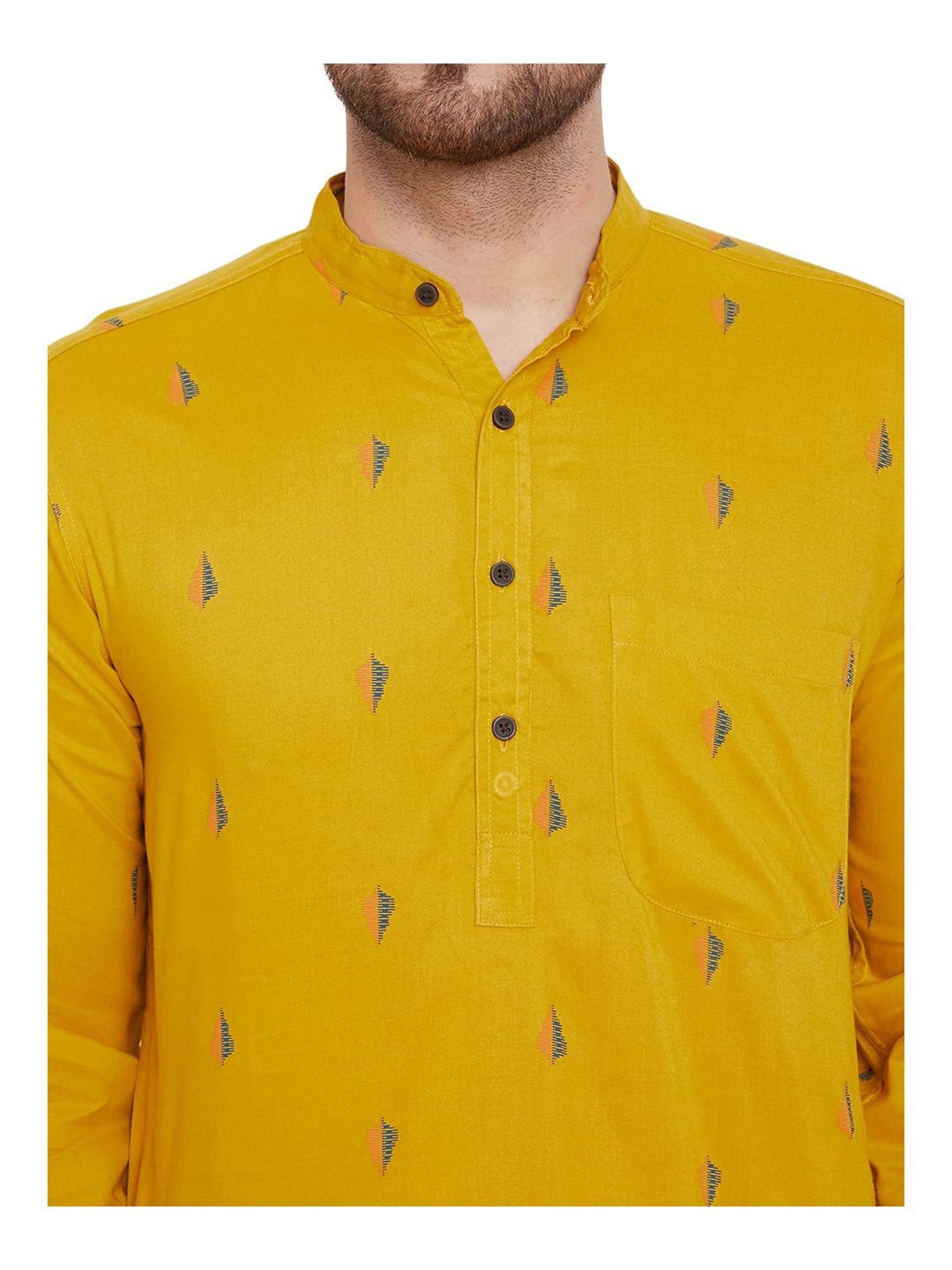 Even Mustard Regular Fit Printed Kurta