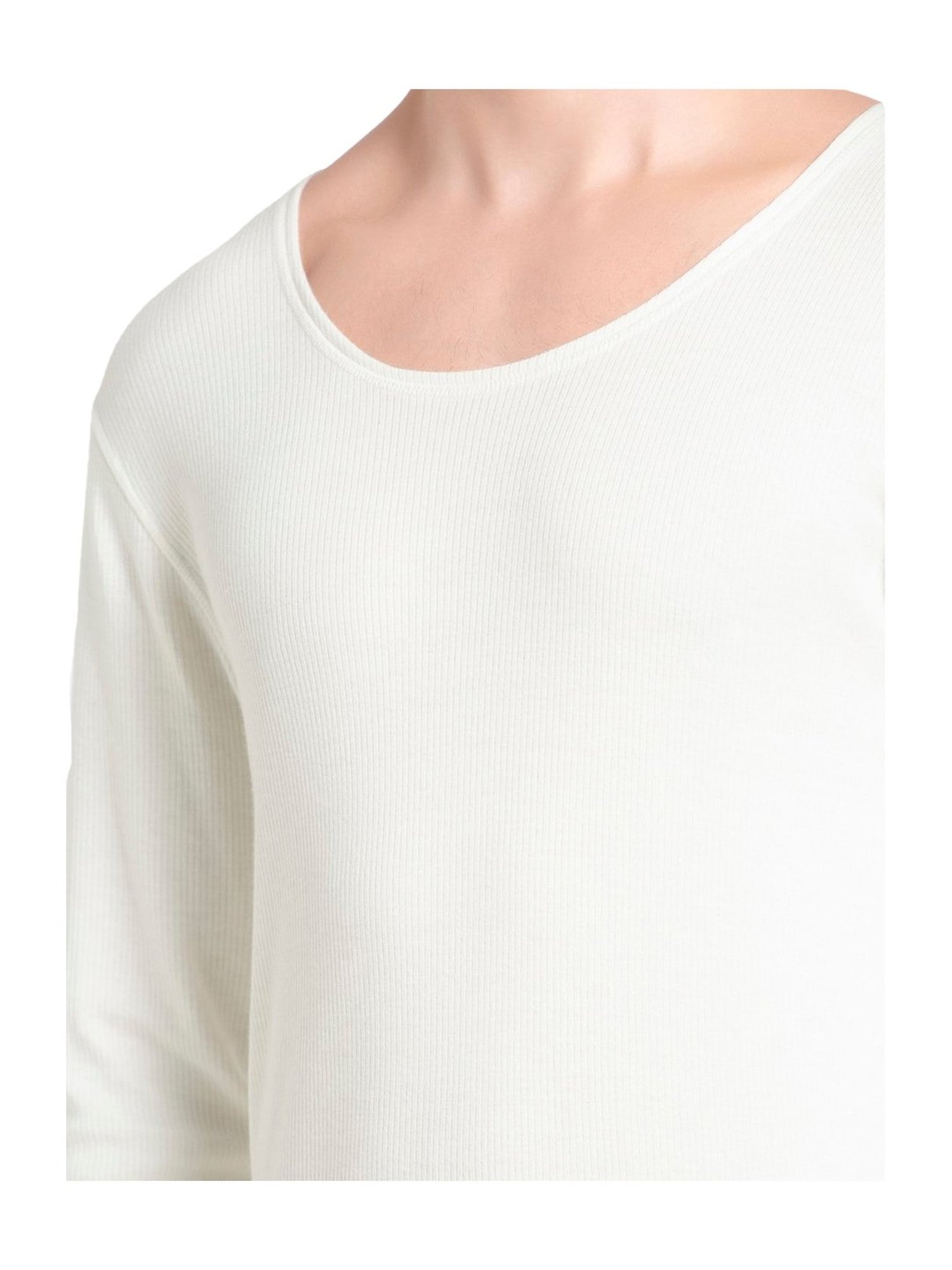 Jockey 2401 Off White Super Combed Cotton Rich Full Sleeves Thermal Top with Stay Warm Technology