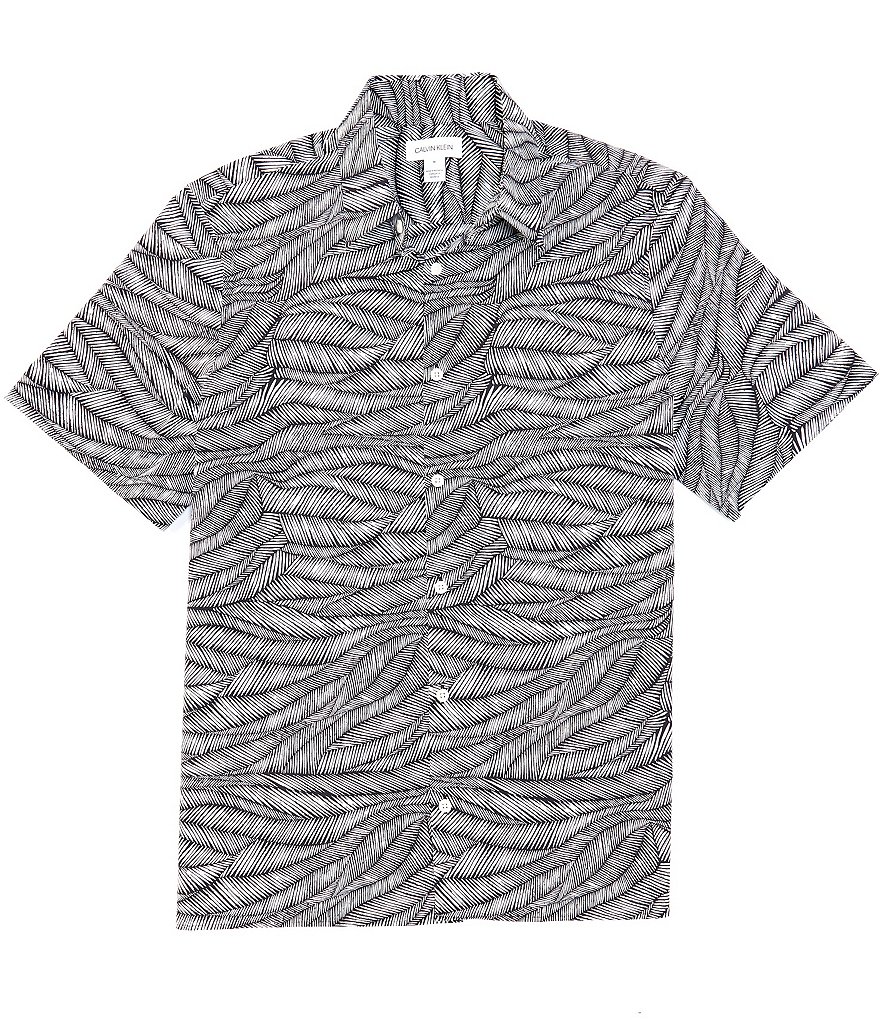 Calvin Klein Palm Print Short-Sleeve Woven Shirt