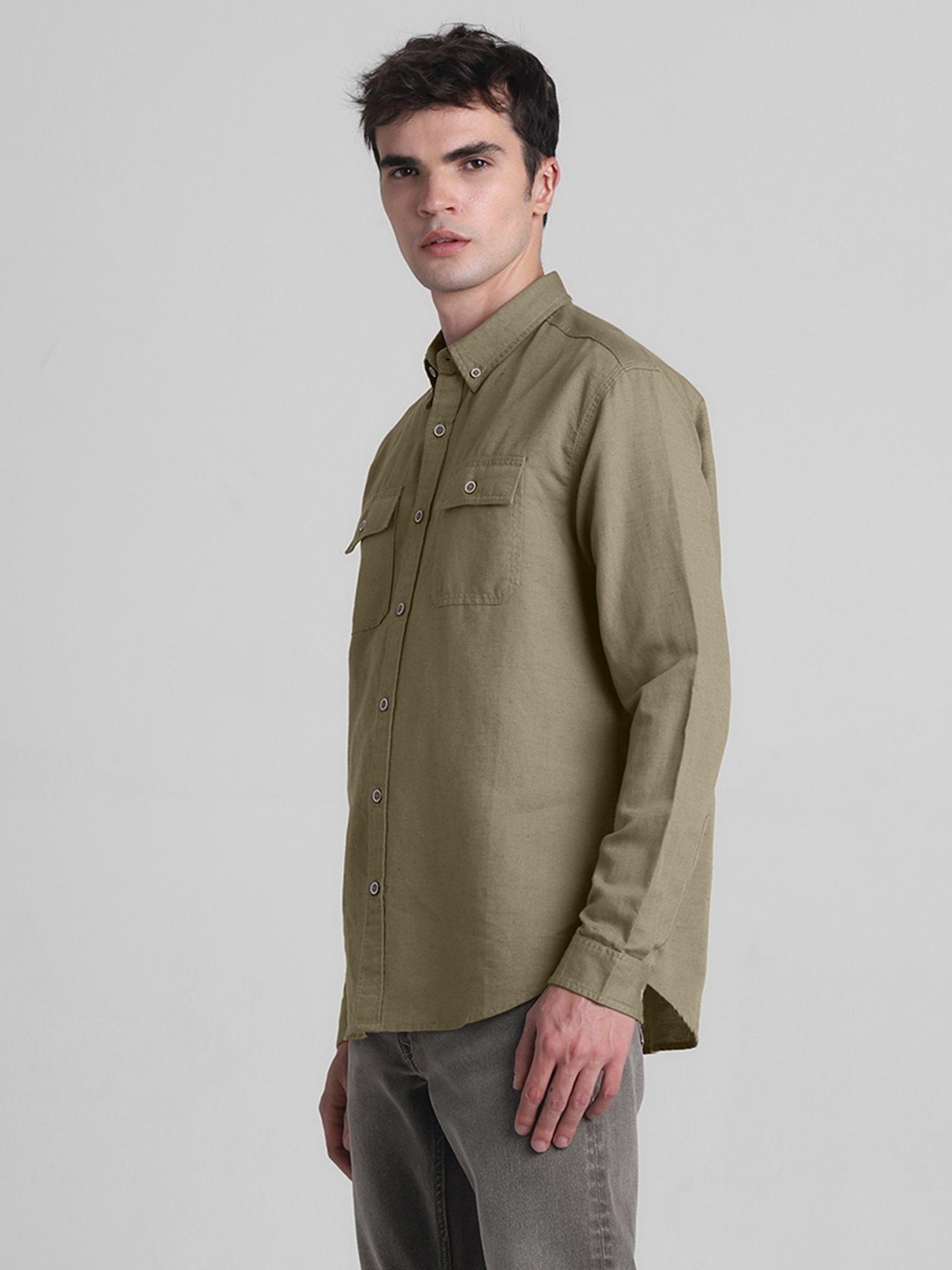 Jack & Jones Sepia Tint Linen Slim Fit Shirt