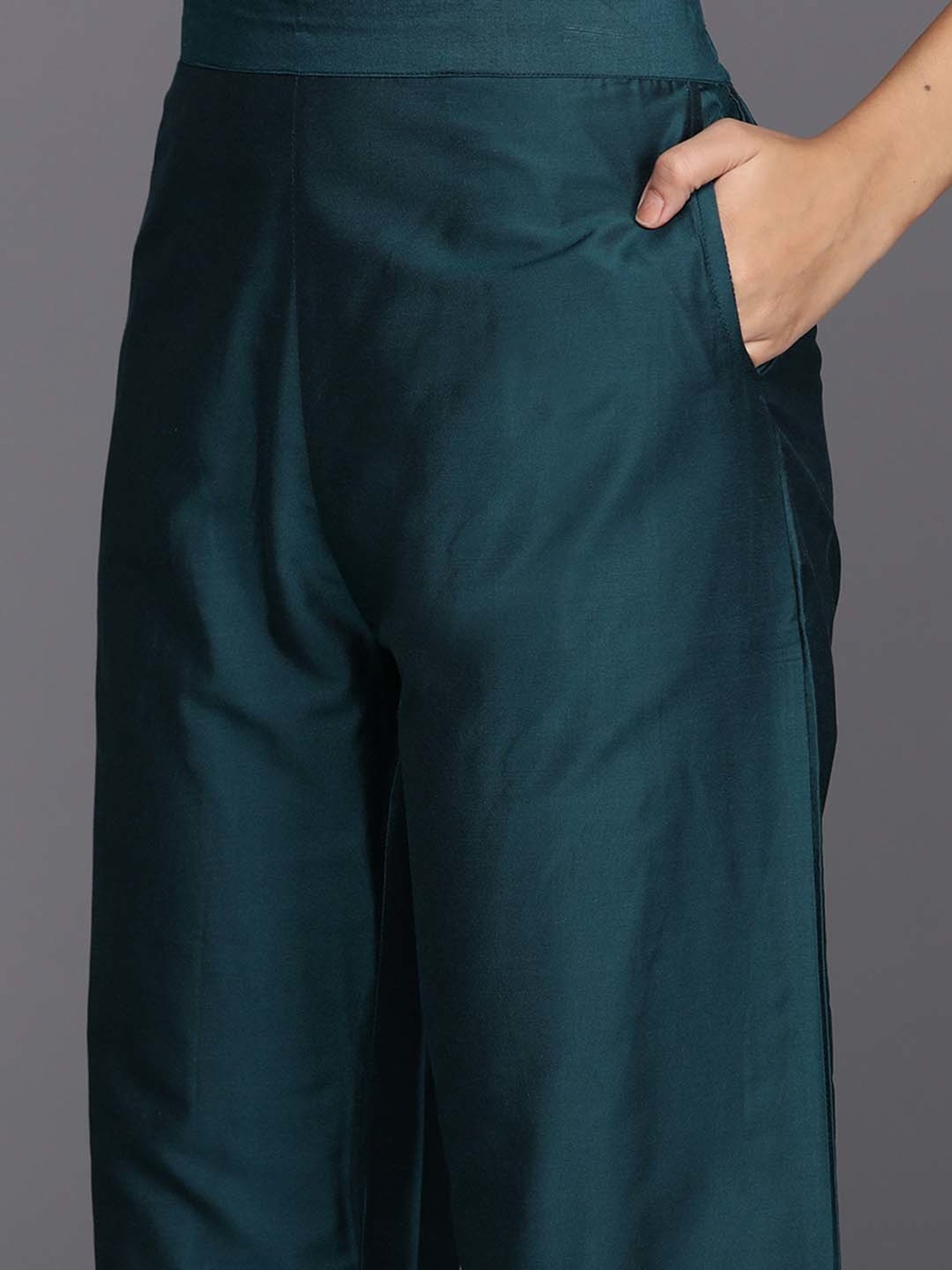 Gerua Blue Embroidered Kurta Pant Set With Dupatta