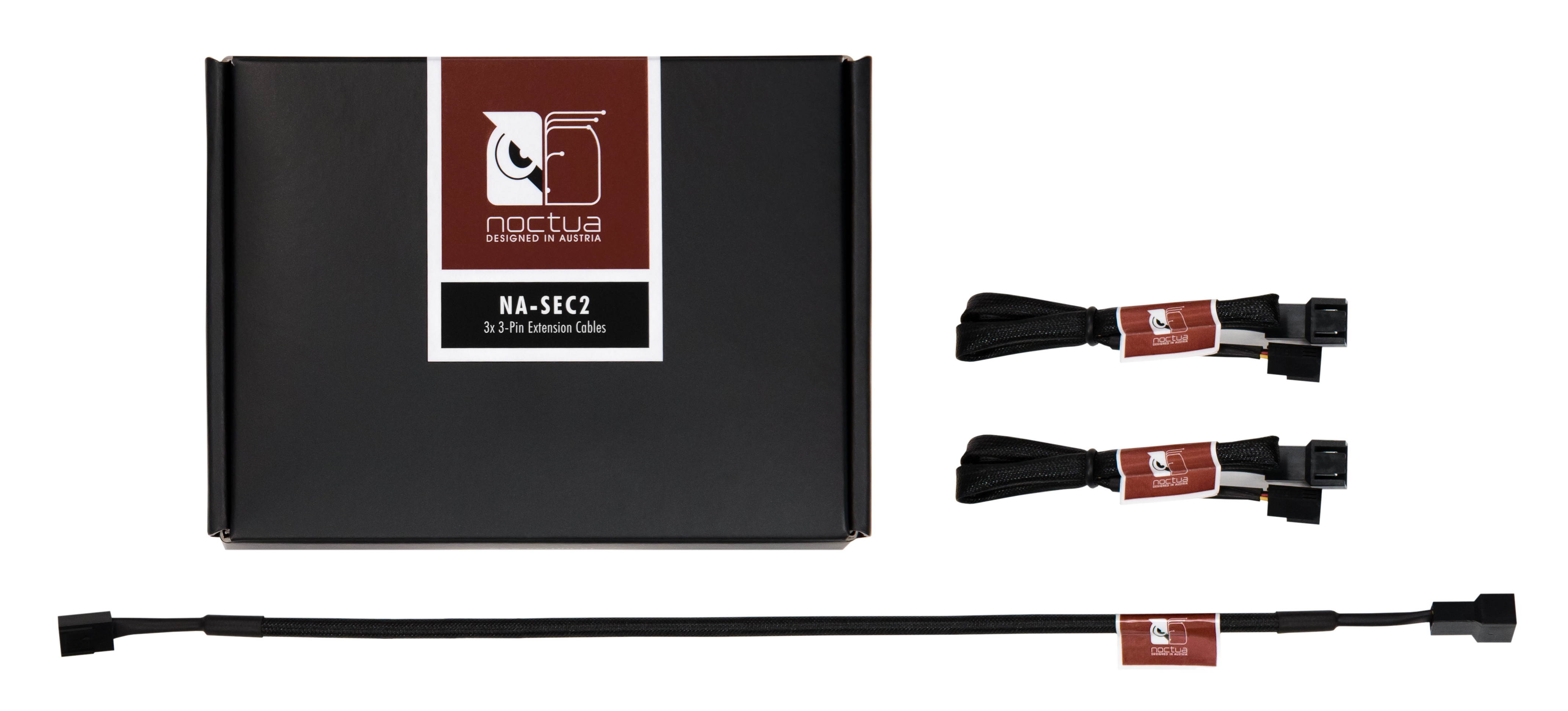 Noctua NA-SEC2, 3 Pin Fan Extension Cables (30cm, Black)