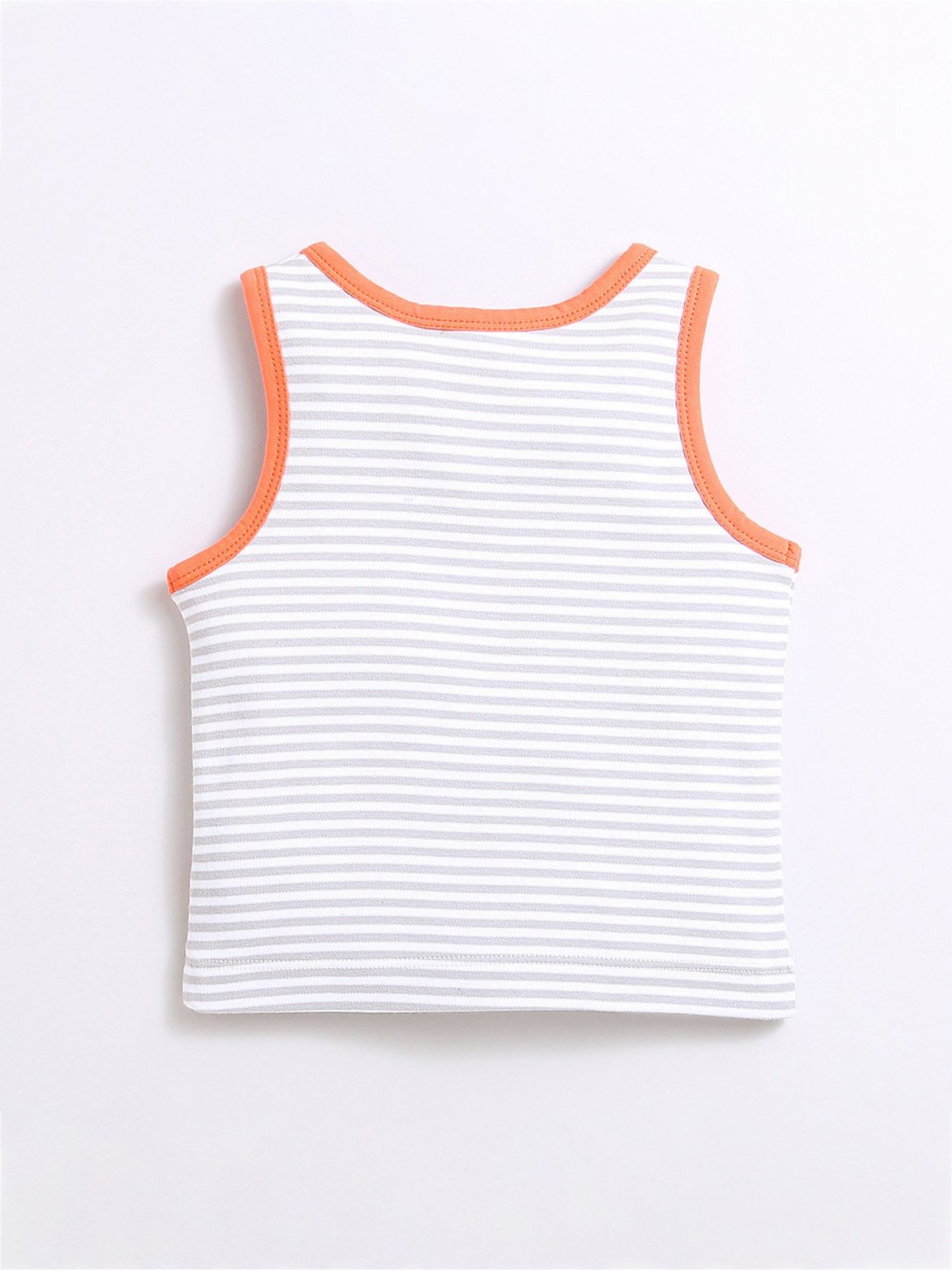 Nino Bambino Kids White & Orange Striped Tank Top with Shorts