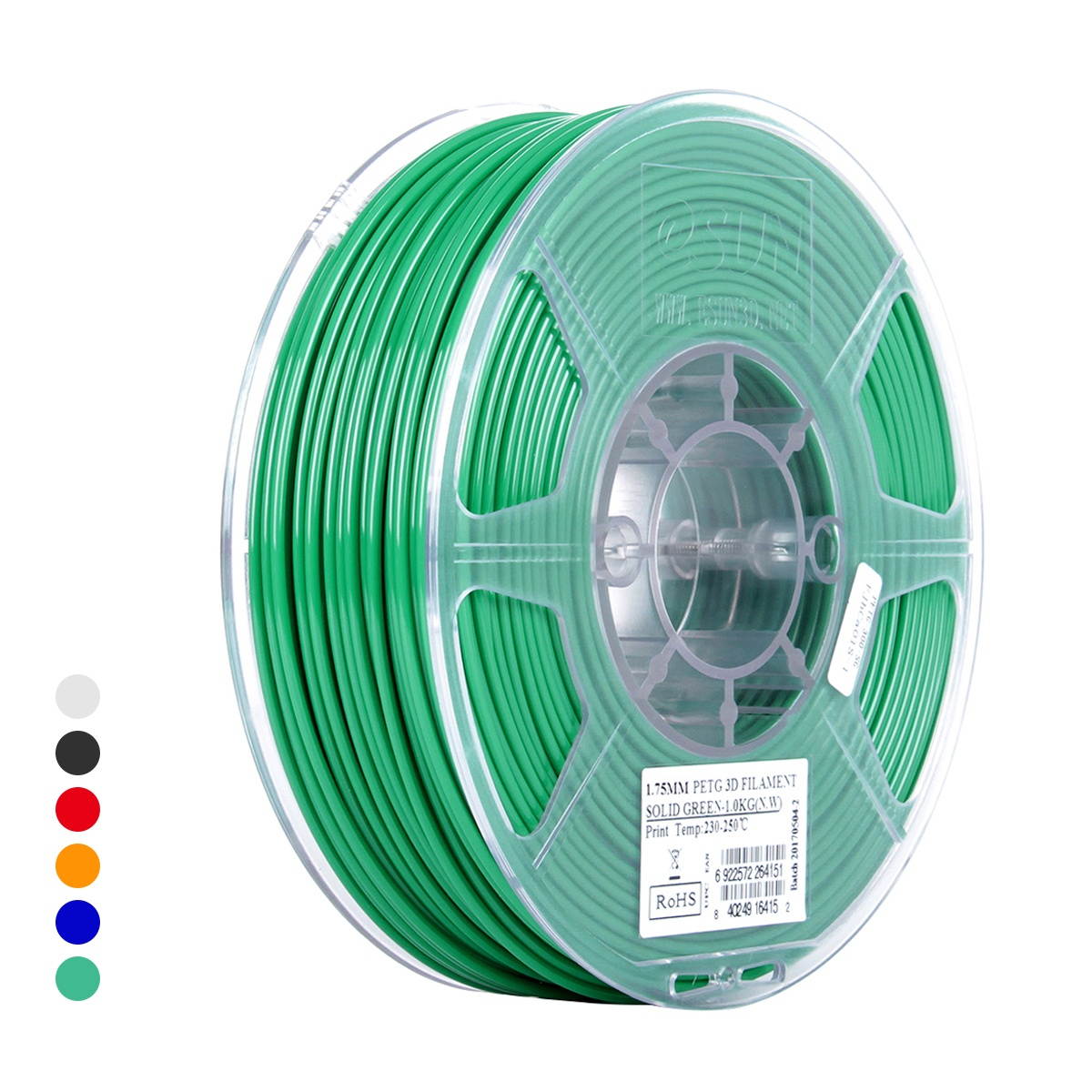 eSUN PETG 1.75mm 3D Printer Filament Printing Consumables Dimensional Accuracy: +/- 0.05mm 1kg(2.2lb) Spool Material Refills Solid Green