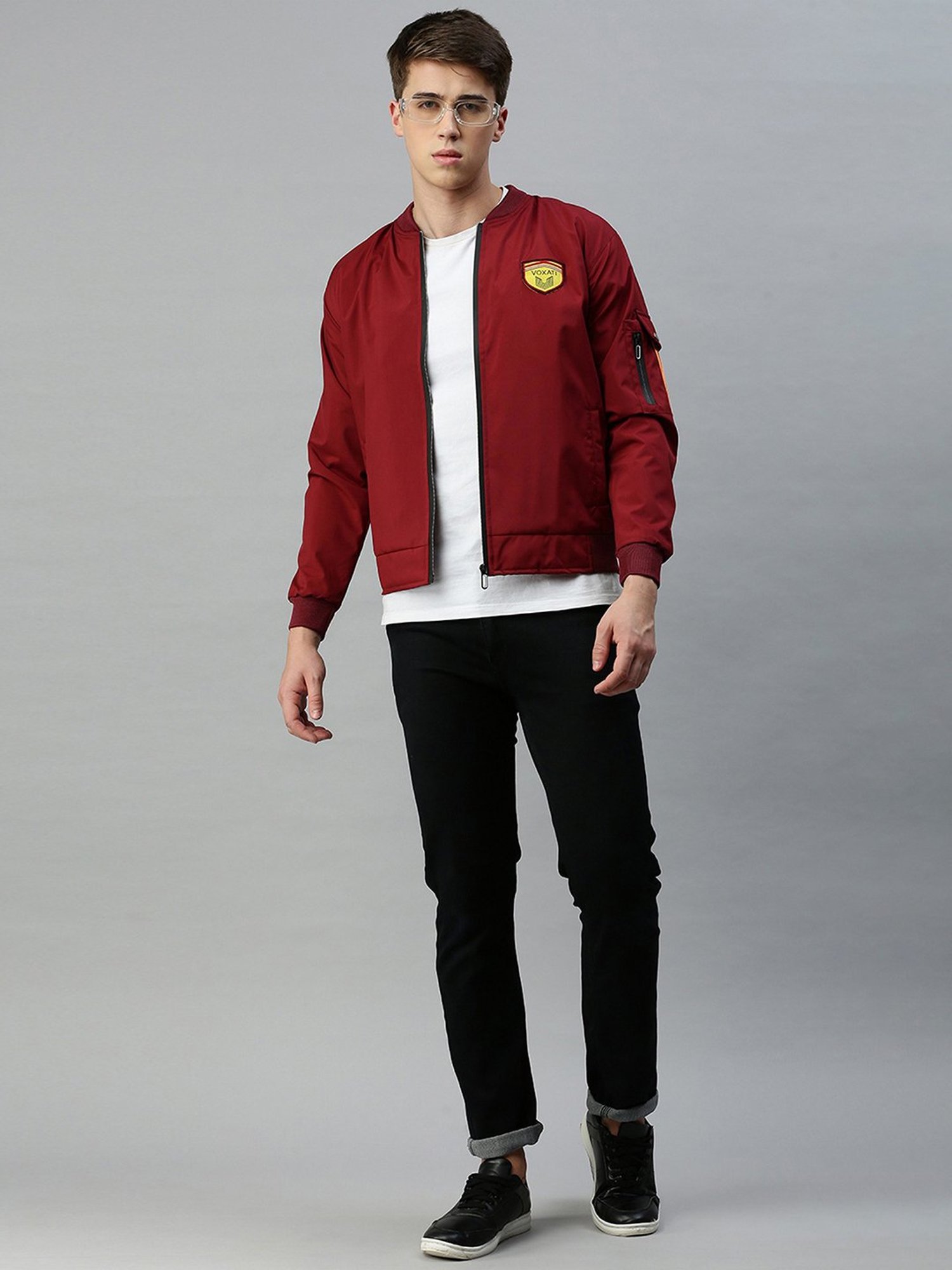 VOXATI Maroon Regular Fit Bomber Jacket