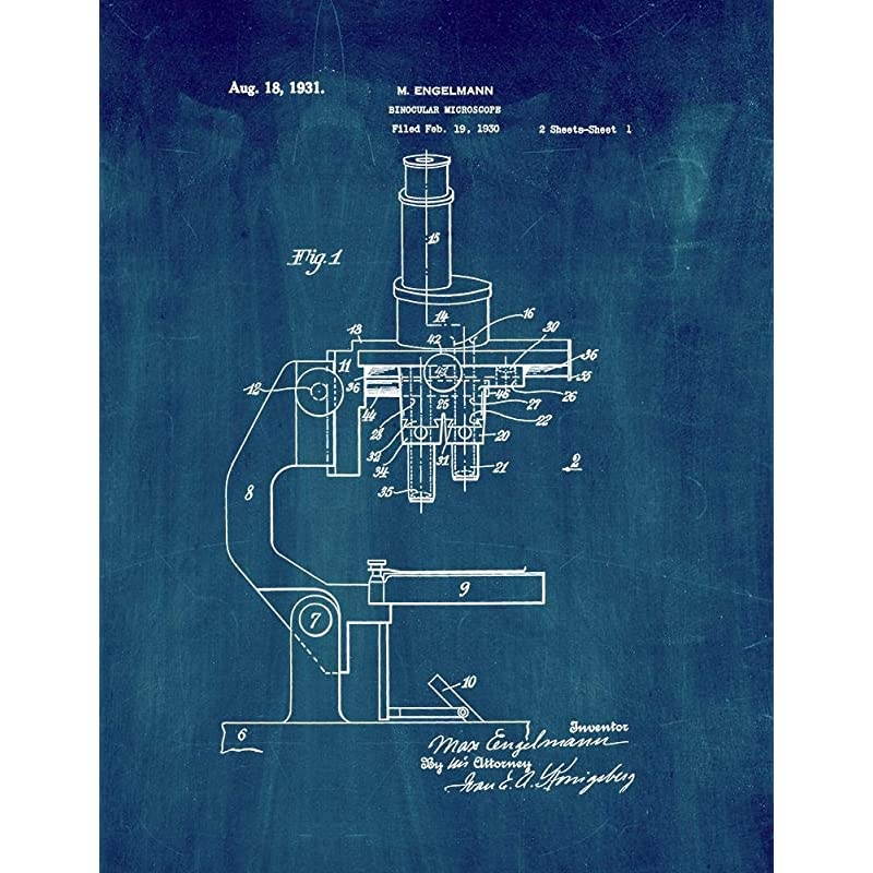 Microscope Patent Print Midnight Blue 85quot x 11quot M12433