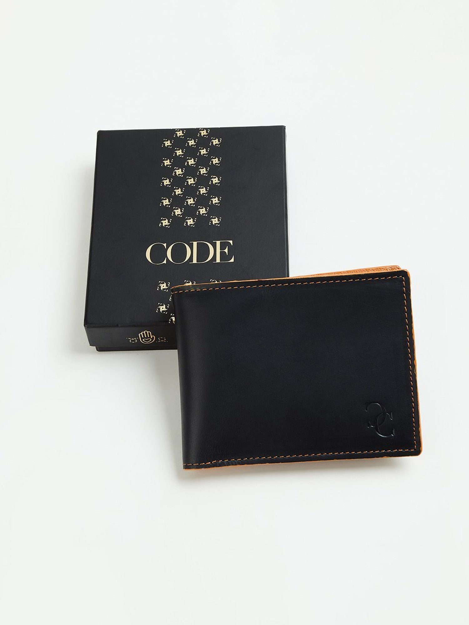 Code by Lifestyle Black Leather Bi-Fold Wallet for Men