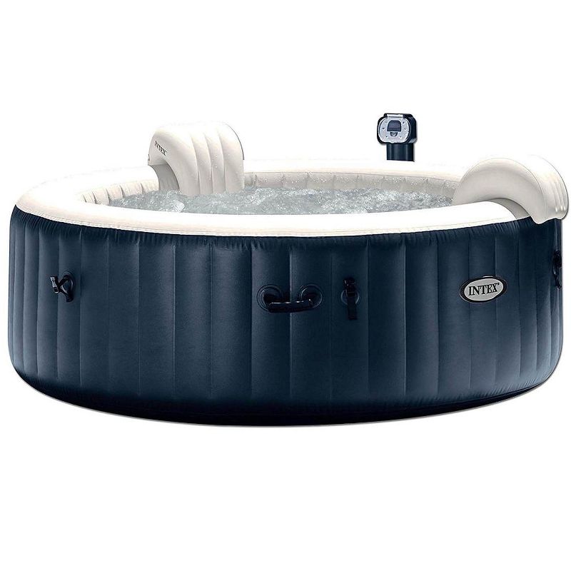 Intex 28409E PureSpa 6 Person Home Inflatable Portable Heated Round Hot Tub 85" x 28" with Bubble Jets, Heat Pump and Spa Maintenance Kit