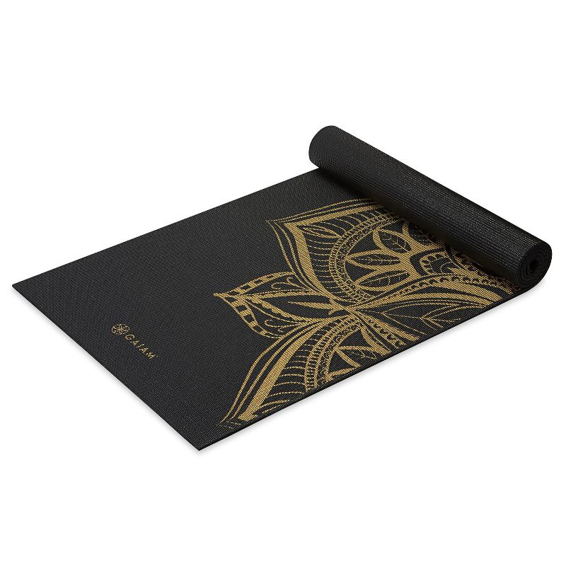 Gaiam Metallic Bronze Printed Yoga Mat - Black (6mm)