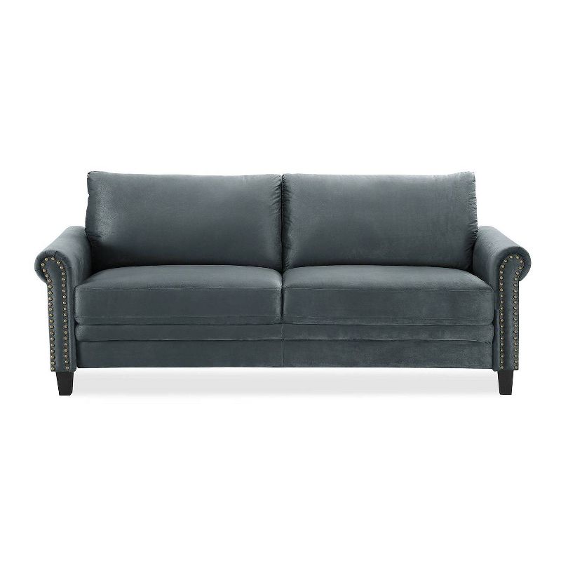 Ashley Microfiber Upholstery Sofa with Nailhead Trimming Dark Gray - Lifestyle Solutions