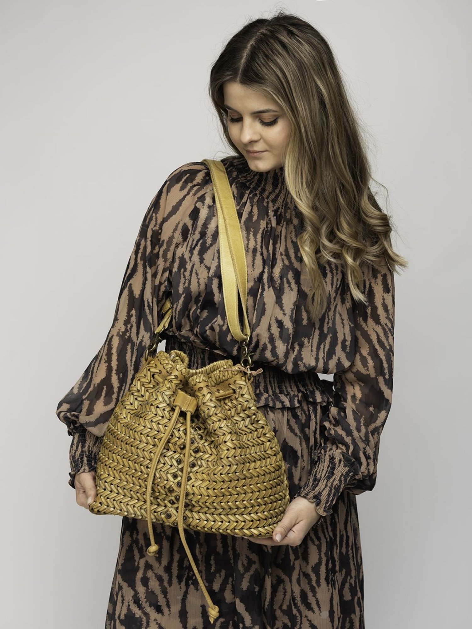 Art N Vintage Joelle Mustard Yellow Leather Textured Small Sling Handbag