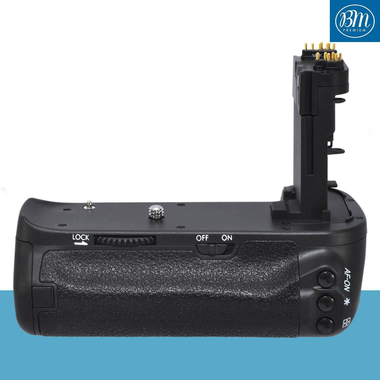 battery grip kit for canon eos 70d, eos 80d digital slr camera includes vertical battery grip bge14 replacement + qty 4 bm premium lpe6 batteries + rapid ac/dc charger