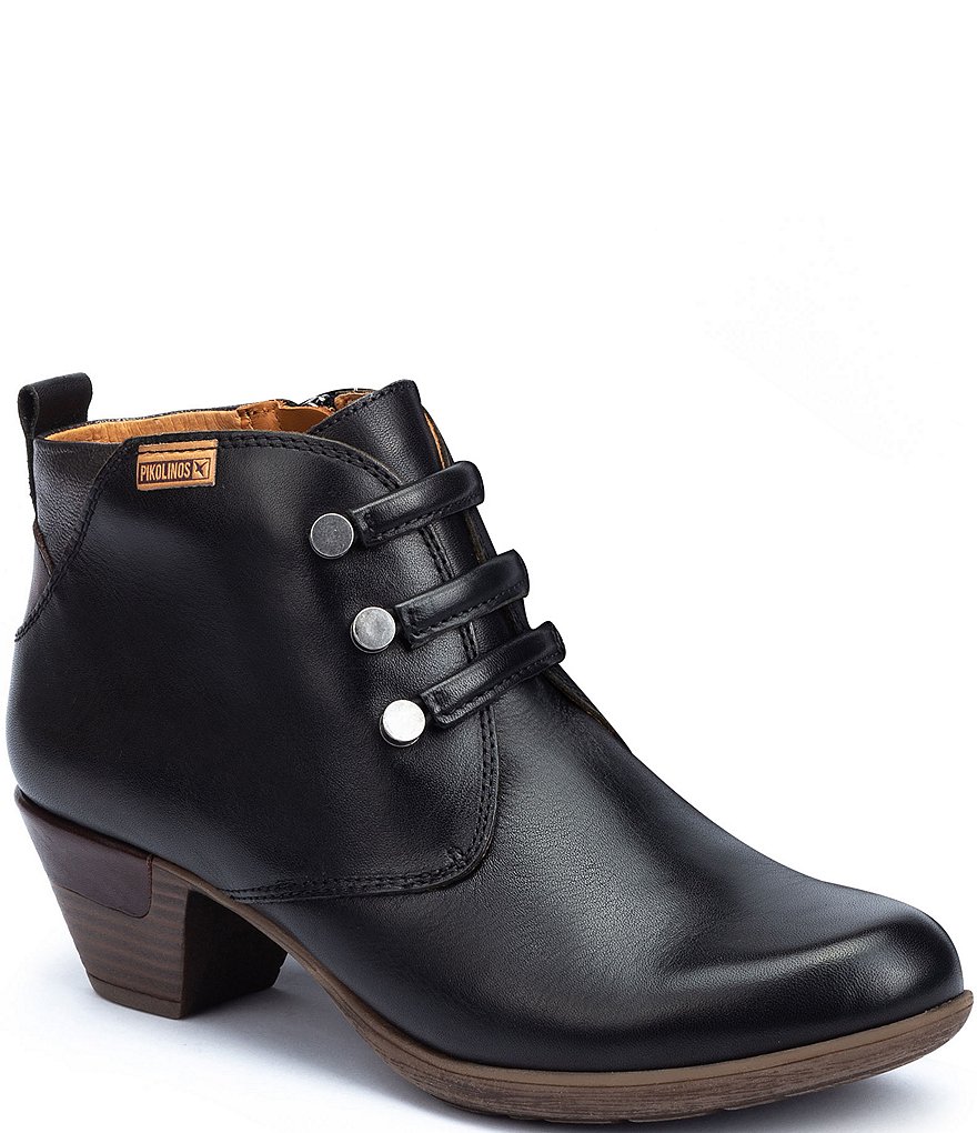 Pikolinos Rotterdam 902 Leather Side Zip Block Heel Booties